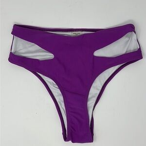 Andrea Iyamah Purple Cut Out Swim Bikini Bottoms Size Large